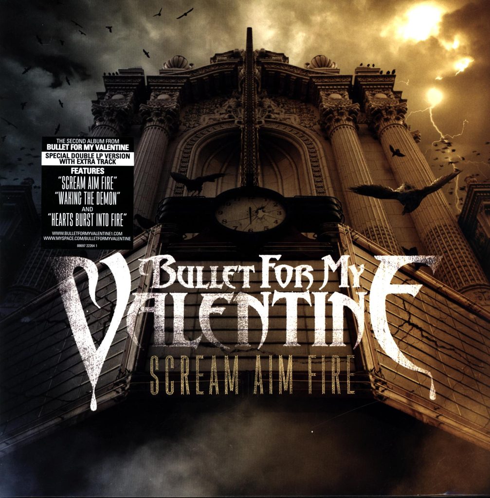Portada del álbum Scream Aim Fire de la banda de metalcore Bullet For My Valentine